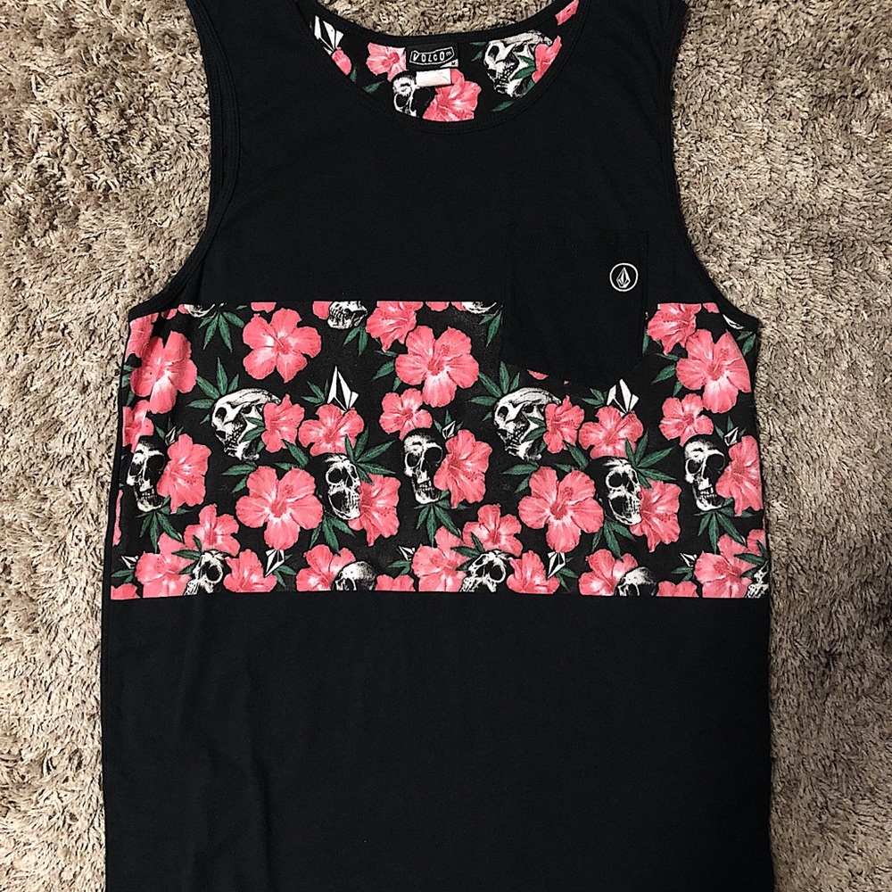 Volcom Floral and Skull Print Tank